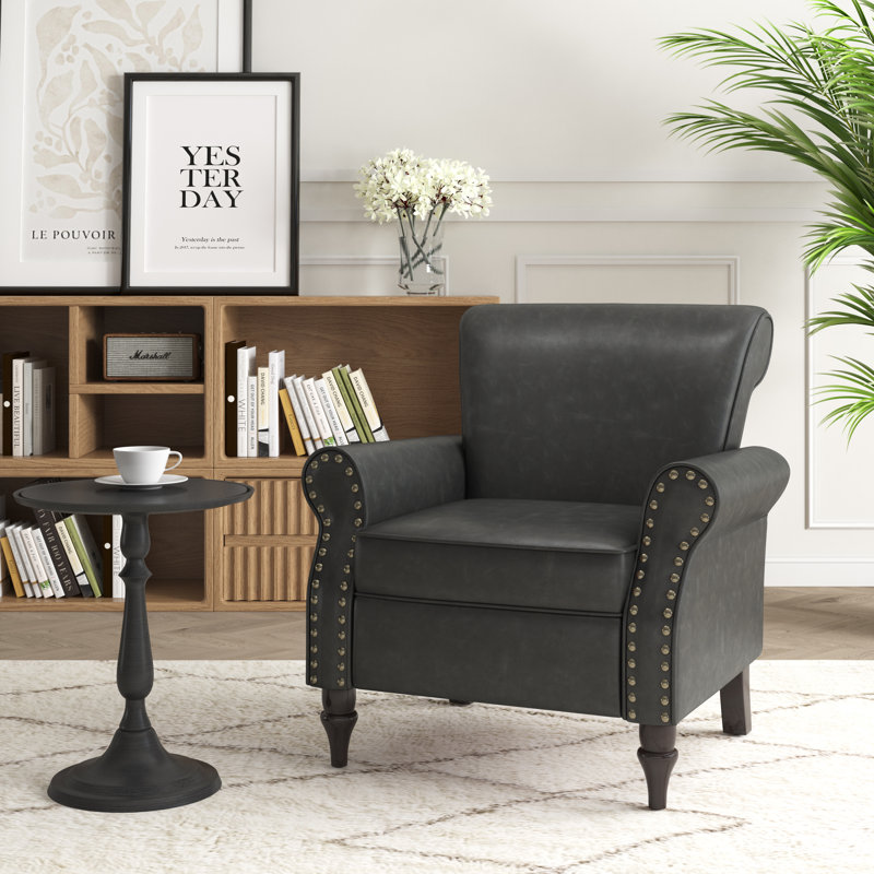 Arian 76Cm Wide Armchair, Black Faux Leather