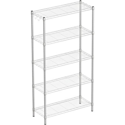 5-Tier Adjustable Metal Wire Shelving Unit With Heavy-Duty Steel Construction For Versatile Storage In Office, Kitchen, Bedroom, Bathroom, Laundry, Pantry, Basement, And Garage