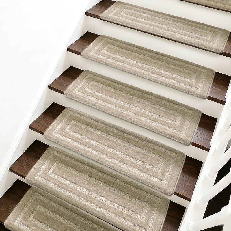 Tapis d'escalier bullnosé antidérapant (ensemble de 16), Gris crème, 16