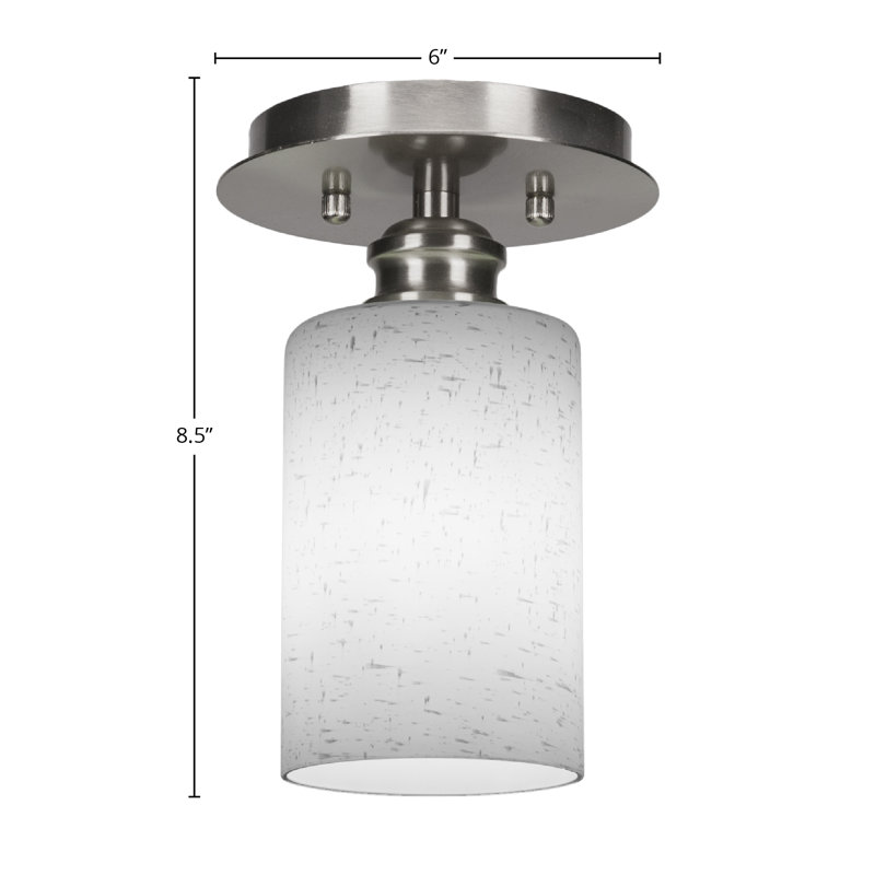 Edge 1 Light Semi-Flush Shown In Brushed Nickel Finish With 4" White Muslin Glass