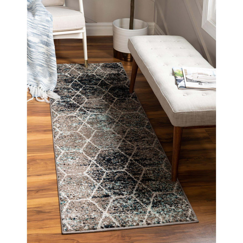Tapis gris Johnstonville, Tapis de couloir 2 pi x 6 pi 1 po