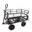 (Chariot utilitaire noir à double clôture) Les chariots de jardin avec chariot facilitent le transport du bois de chauffage-118414701