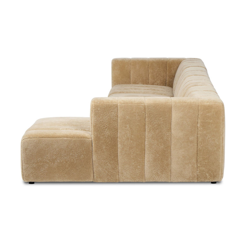 Curteria Upholstered Genuine Fur L-Shaped Sofa & Chaise, 28.5" H x 161" W x 68" D, Right Hand Facing