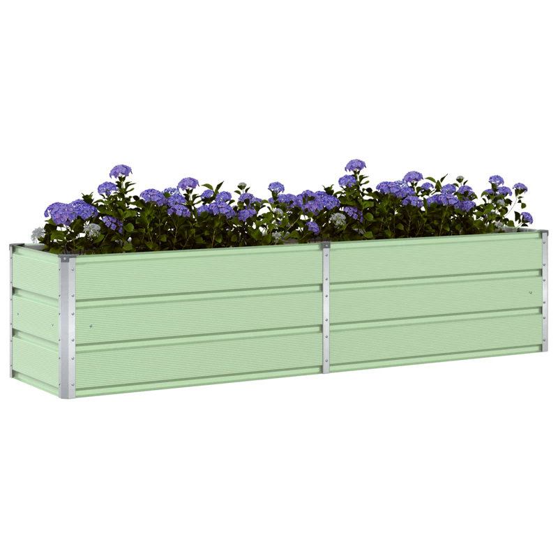 Planter Galvanised Steel, Pastel Green, 45cm H x 195cm W x 50cm D