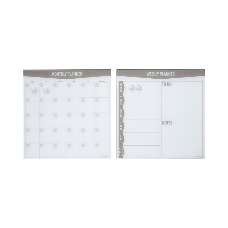ECR4Kids MessageStor Dry-Erase Glass Board and Magnets, Office Essentials, 2-Pack