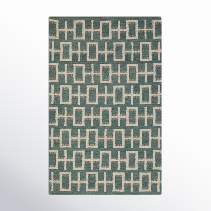 Elsey Hand Tufted Wool Geometric Indoor Rug, Rectangle 5' x 8'