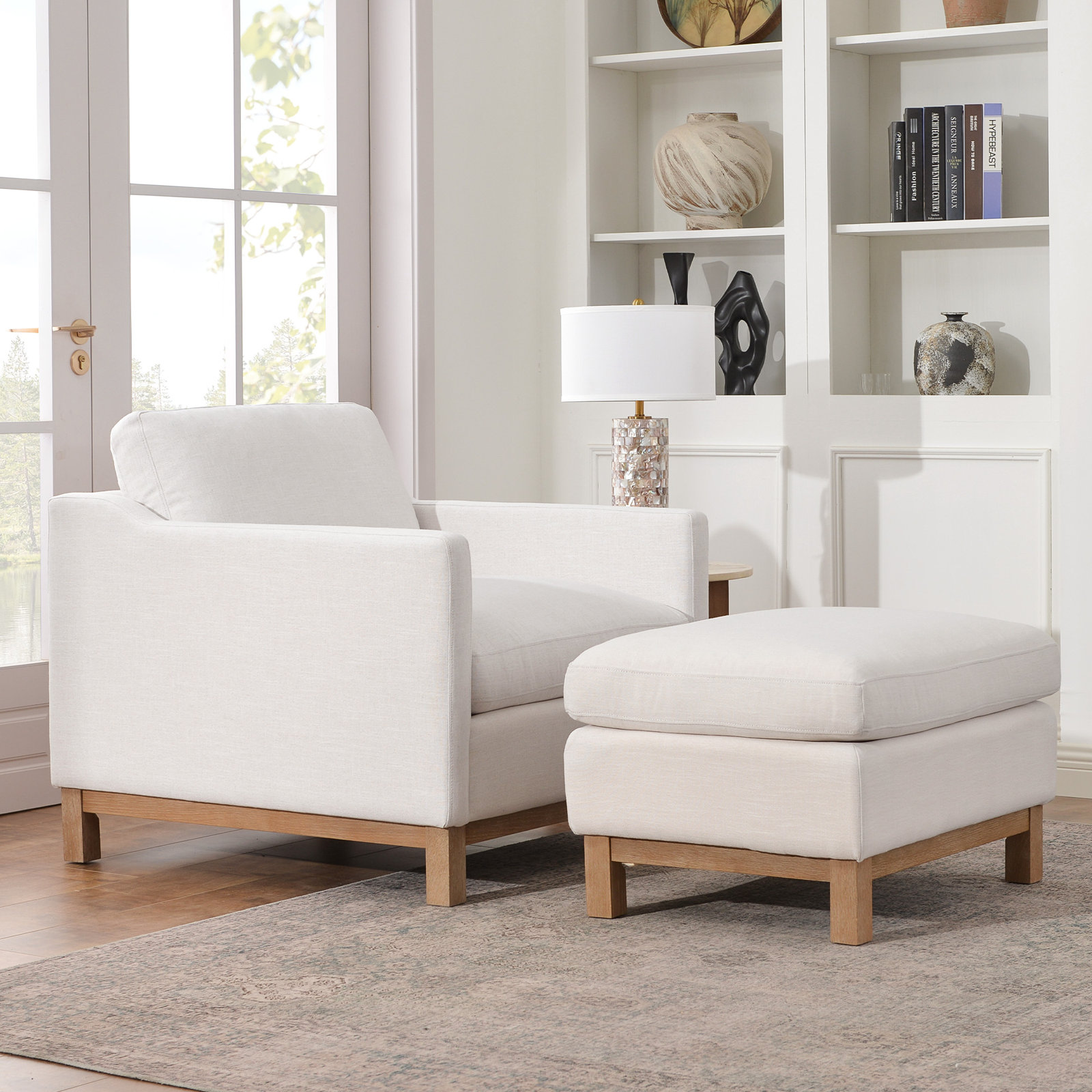 Down Filled Armchair with Ottoman, Cloud