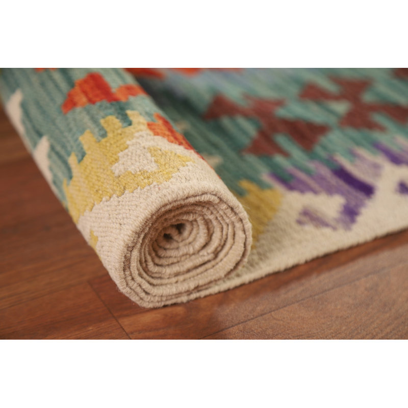 Tapis réversible en laine coloré 10 x 13 Kilim