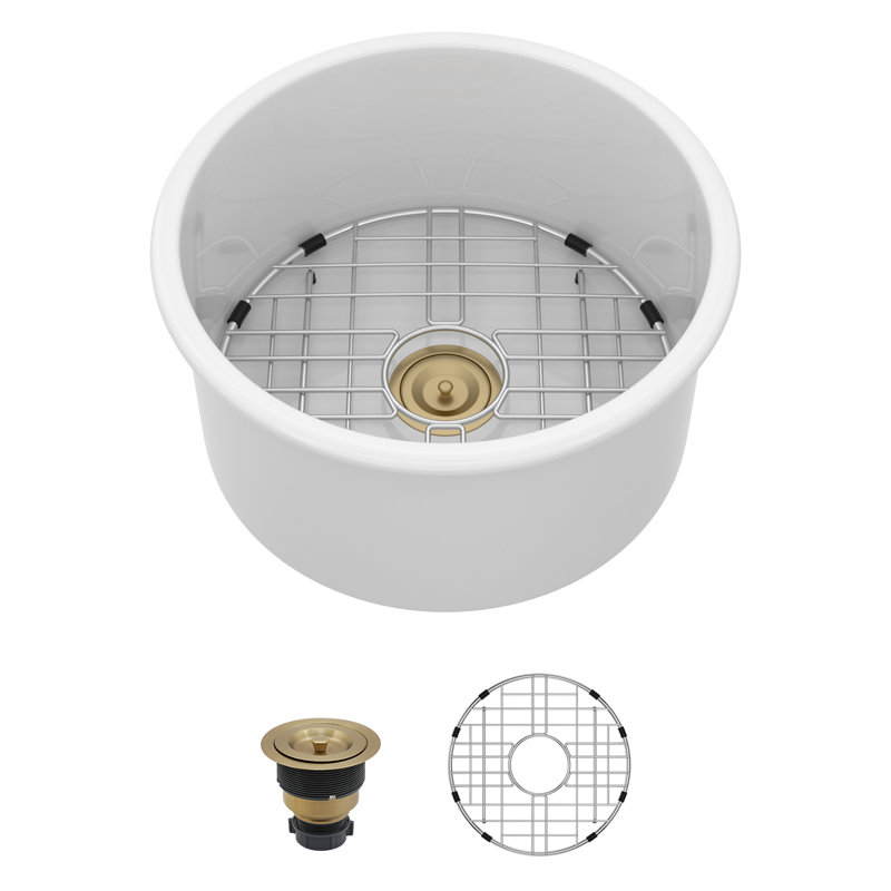 Évier de cuisine encastré / encastrable en céramique 18 po L 18 po x l 18 po, Doré
