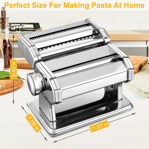 Stainless Steel Fresh Pasta Noodle Maker Roller & Cutter Manual Hand Crank Home