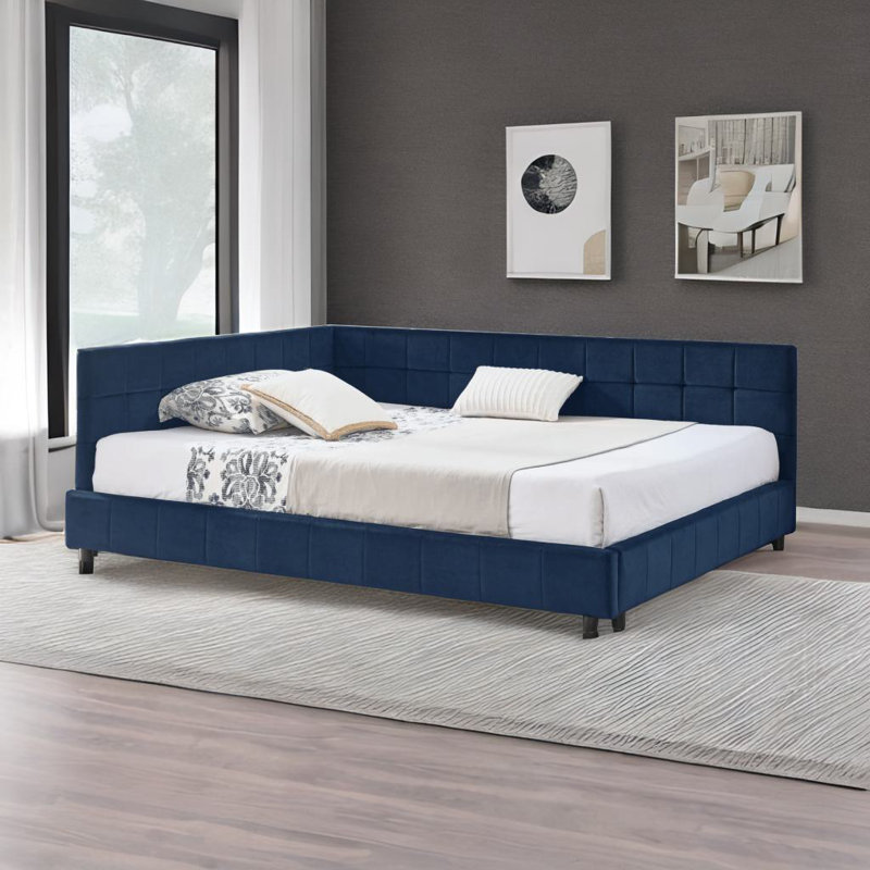 Full Size Tufted Bed Frame, Blue