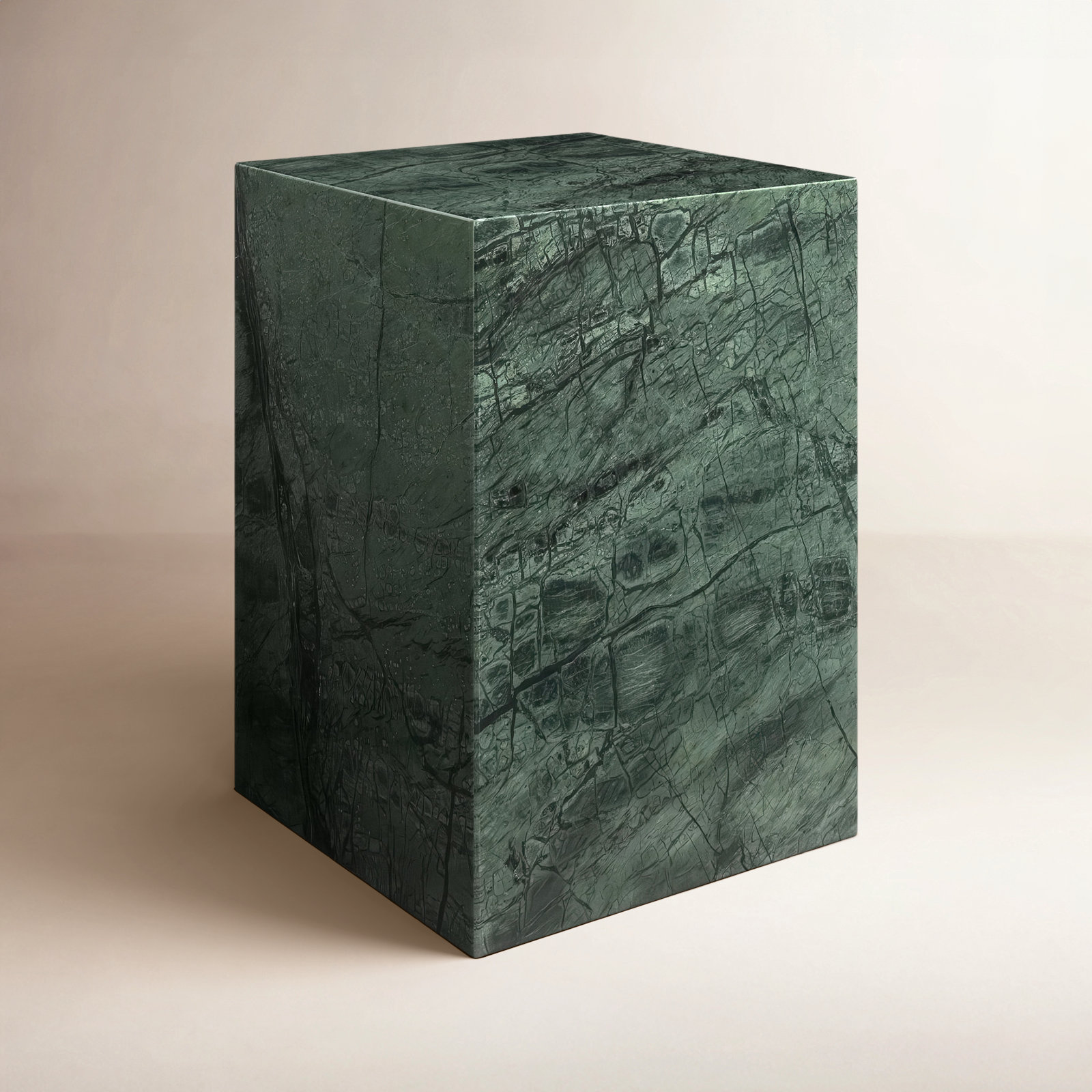 Enez 14" Genuine Marble End Table, Green