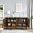 60.5" Mid Century Modern Walnut Sideboard Buffet & TV Console, 4-Door Storage Cabinet With Adjustable Shelves-2000885563