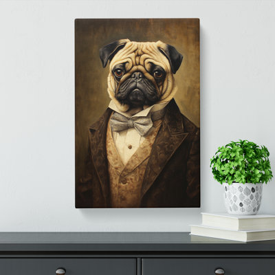 Pug In A Suit - Wrapped Canvas