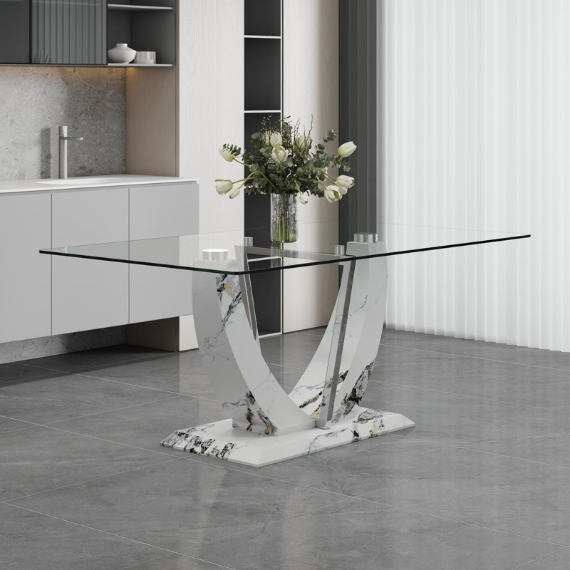 table rectangulaire moderne et simple en verre