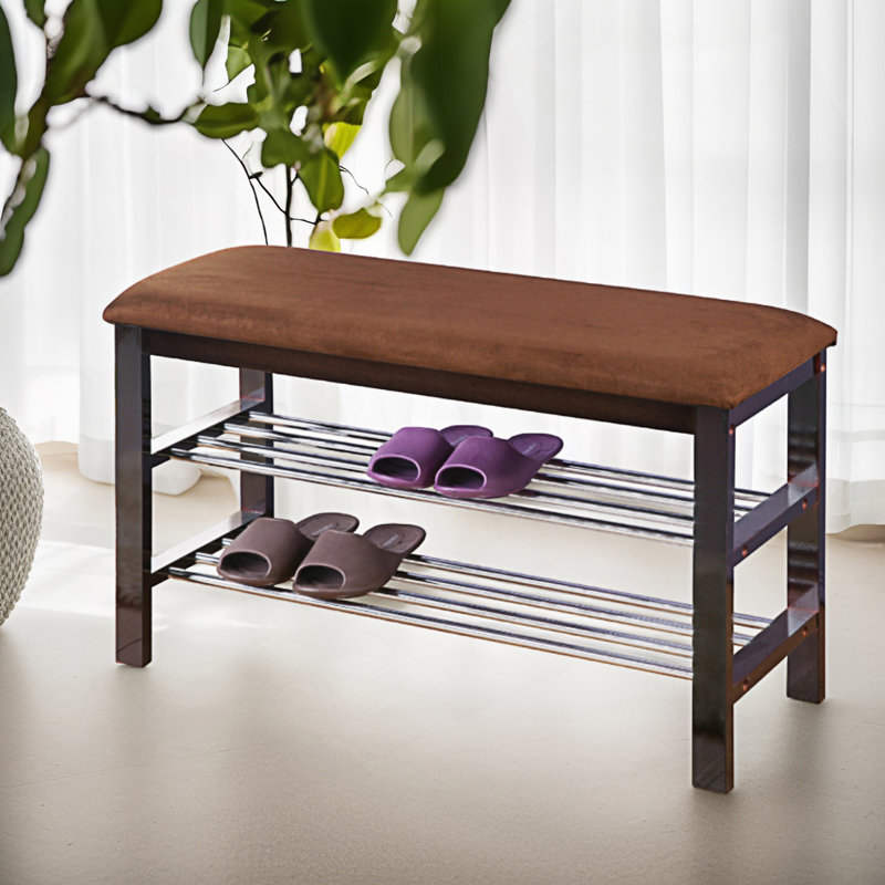 Metal Shoe Bench With Shelves