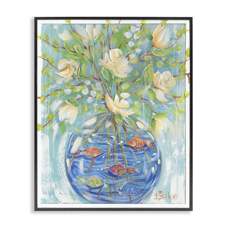  Bouquet de poissons, estampe numérique par Estelle Grengs, H 14 po x l 11 po, Giclée encadrée noir minuit