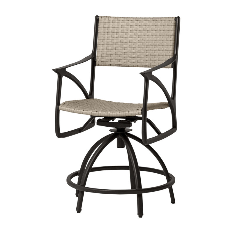 Amari Woven Swivel Rocking Balcony Stool, Mist, Carbon