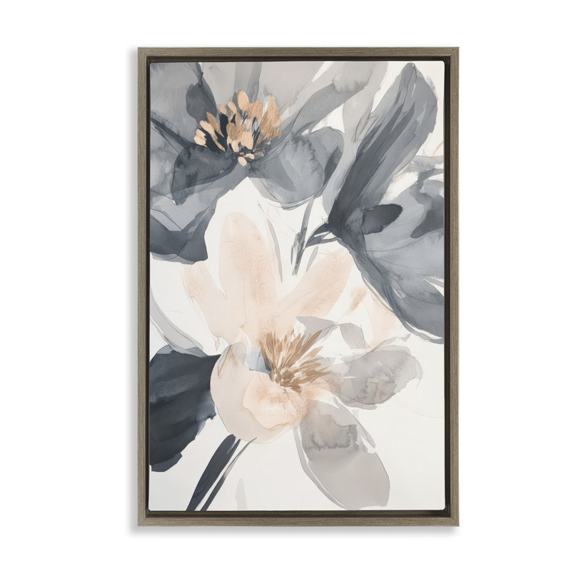 Cadre flottant à fleurs abstraites, design par Andrea Haase, Cadre flottant orme Montalcino, H 25 po x l 17 po