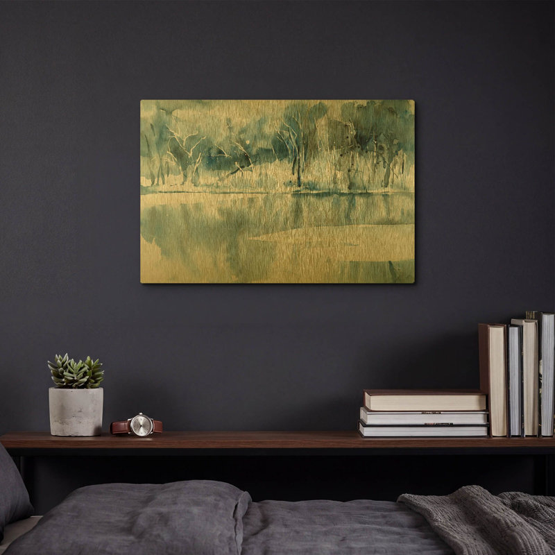 «Blue Reflections» par Katrina Pete, art mural en métal doré, 16 po x 12 po, 16 po x 12 po