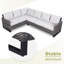 Canapé modulaire d'extérieur en osier de largeur 105,1 po avec coussins Nazime-695929633-711338179