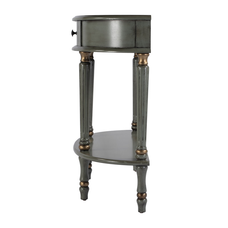 Mozart Demilune Console Table with Storage, Antique Green