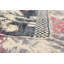 Tapis unique en laine noué à la main style Mogul des années 2010 crème / gris / rose 6 pi 1 po x 9 pi 2 po Archie-Jack