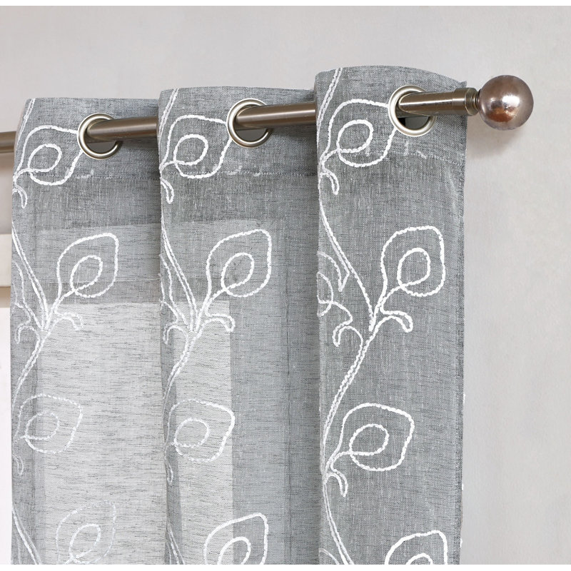 Boho Embroidered Window, 76" W x 84" L, Silver