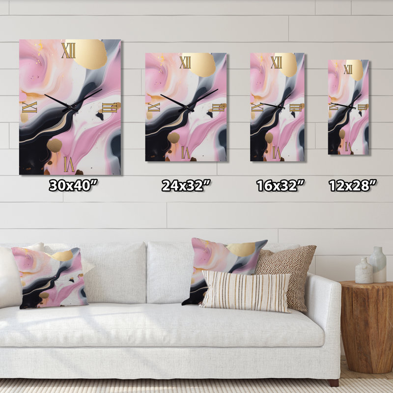 Jamielee - Horloge murale abstraite en marbre, H 28 po x l 12 po x P 1 po