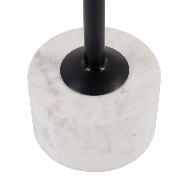 Melani 13 in. W Round Marble and Iron Side Table