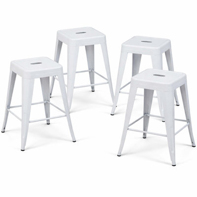Tabouret à hauteur de comptoir 24 po, ensemble de 4 tabourets de bar en métal sans dossier, empilable, amovible et facile à assembler, pour économiser de l'espace pour un îlot de cuisine / bar / café / salle à manger