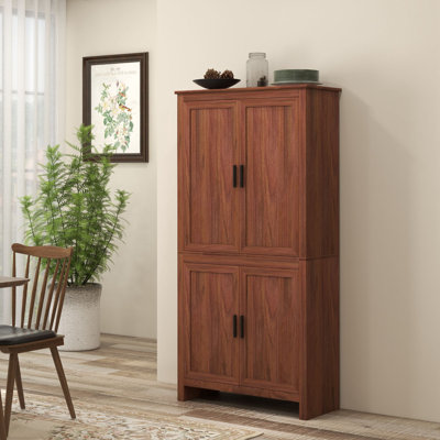 Armoire de cuisine 64 po, armoire de rangement autoportante avec 4 portes et 3 tablettes réglables pour la salle à manger