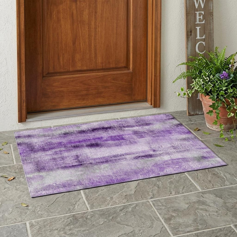 Tapis intérieur lavable antidérapant 3 pi x 5 pi mauve