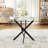 36" Square Glass Dining Table, 0.39" Thick Tempered Glass Top And Matte Black Stainless Steel Cross Base, For Small Spaces-295201314
