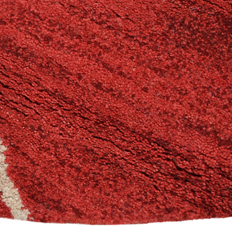 Crayton Hand Tufted Wool Eco-Friendly Round Area Rugs - Round, Red Beige Color, Floral Modern Design, High Pile Thick Handmade Anti Skid Area Rugs for Living Room, Bed Room 