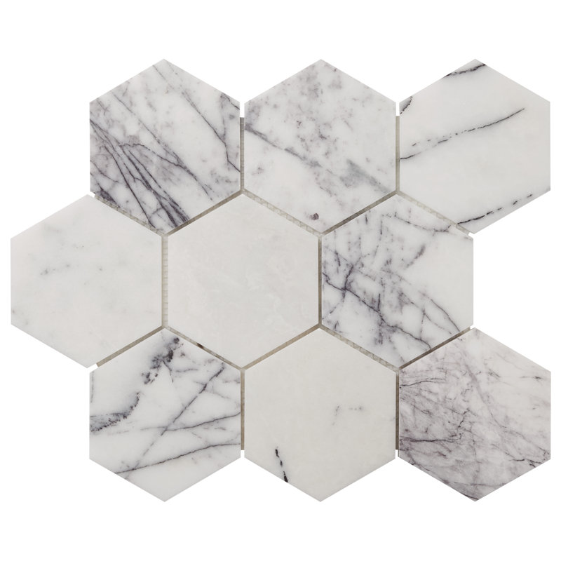 Lilac Premium 4” Hexagon Polished Marble Mosaic Tile