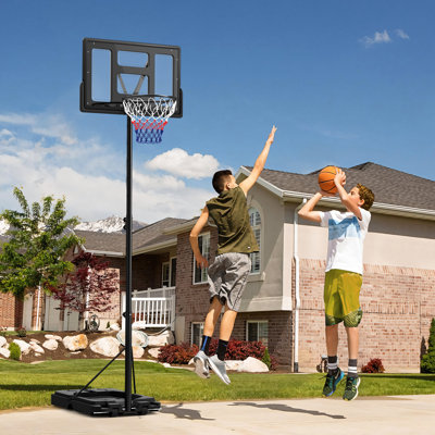 HOMCOM Adjustable Height 110cm W In-Ground Basketball Hoop
