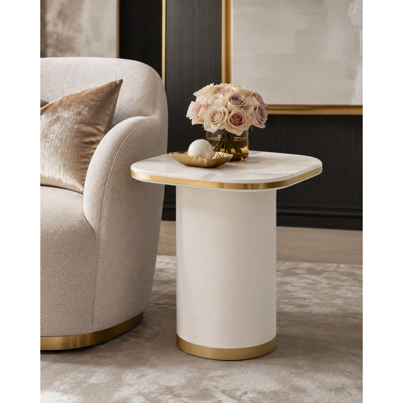 Gineverra End Table - Ivory Gold