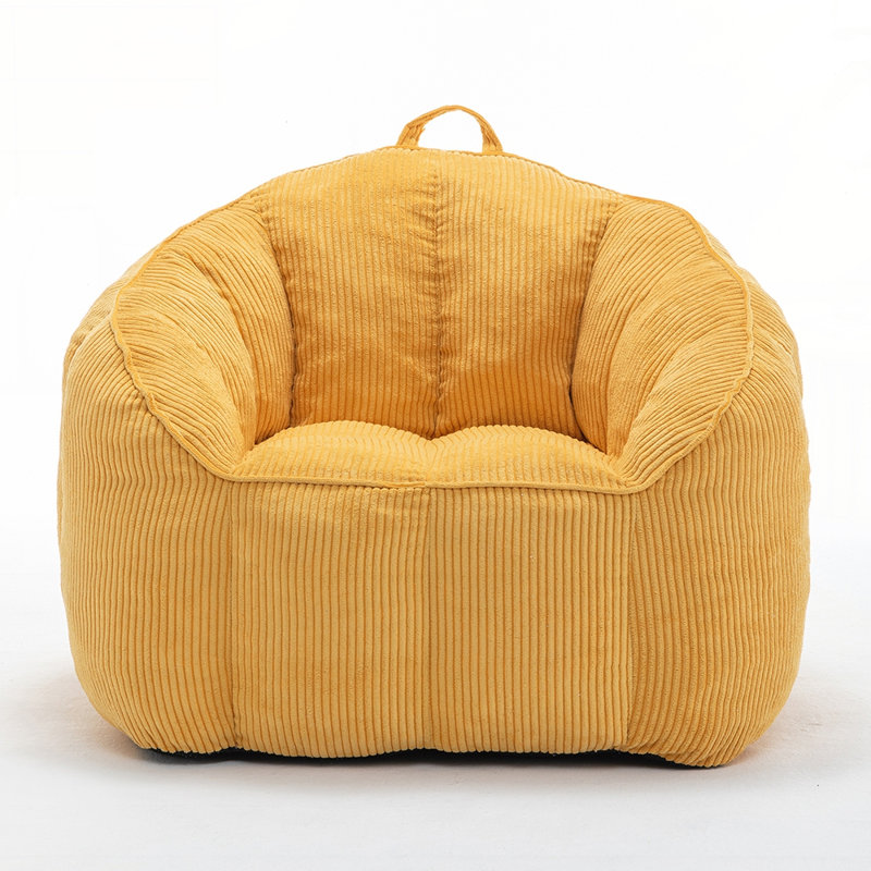 Ergonomic Corduroy Bean Bag Sofa Chair with High-Density Foam, Perfect for Comfort and Support in Any Room, Yellow Corduroy