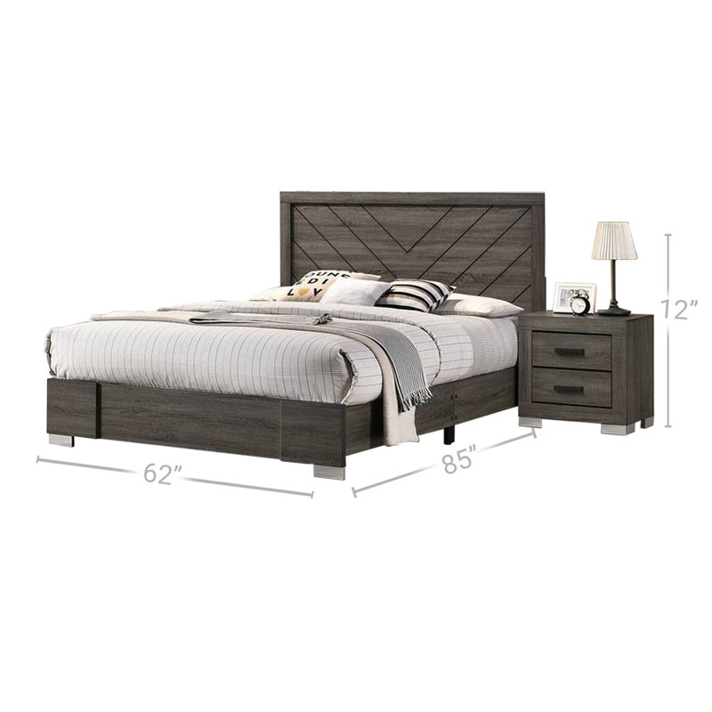 Semih Solid Wood Platform Bed, Queen