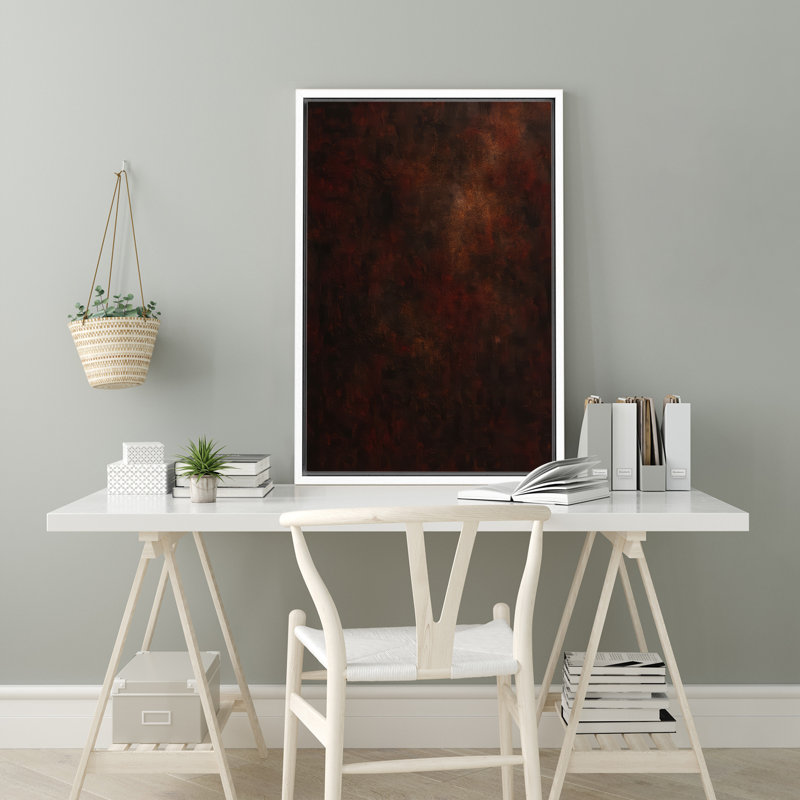 "Deep rustic bourgogne foncé abstrait", reproduction d'art sur toile encadrée, H 36 po x l 24 po x P 1,5 po