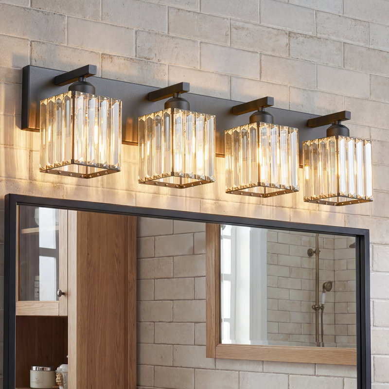 Lanceton Dimmable Vanity Light, Black, 4 Lights