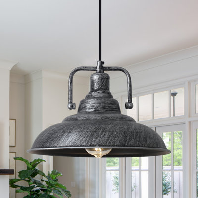 Luminaire suspendu noir et argenté de style campagnard de 12,5 pouces, luminaire industriel, luminaires suspendus de cuisine, luminaires suspendus Kithen Island pour chambre à coucher; Salon; Cuisine