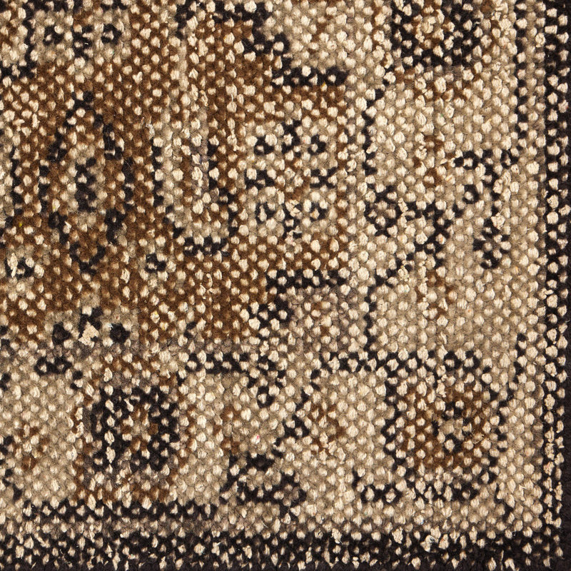 Hand-Knotted Area Rug in Brown, Runner 3' x 12'