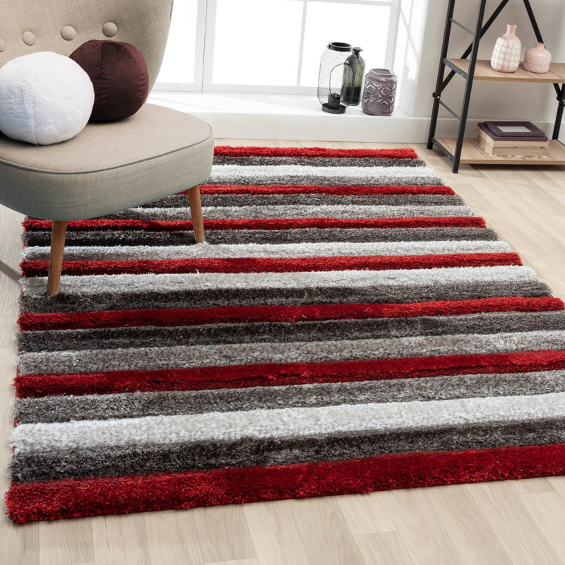 Tapis rouge à motif géométrique Lantanas, Rectangle 5 pi x 7 pi