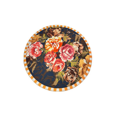 Tapis lavable multicolore à motif floral