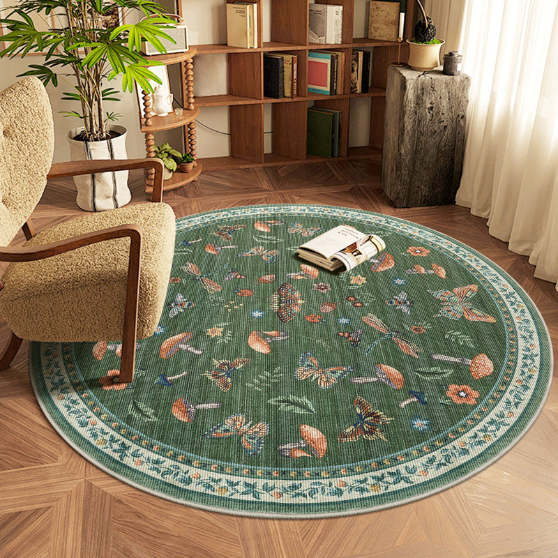 Floral Machine Washable Rug with Non-Slip Backing, Soft Thin Low Pile Non Shedding Floor Carpet, Indoor Foldable Printed Accent Mat for Living Room/Nursery/Bedroom