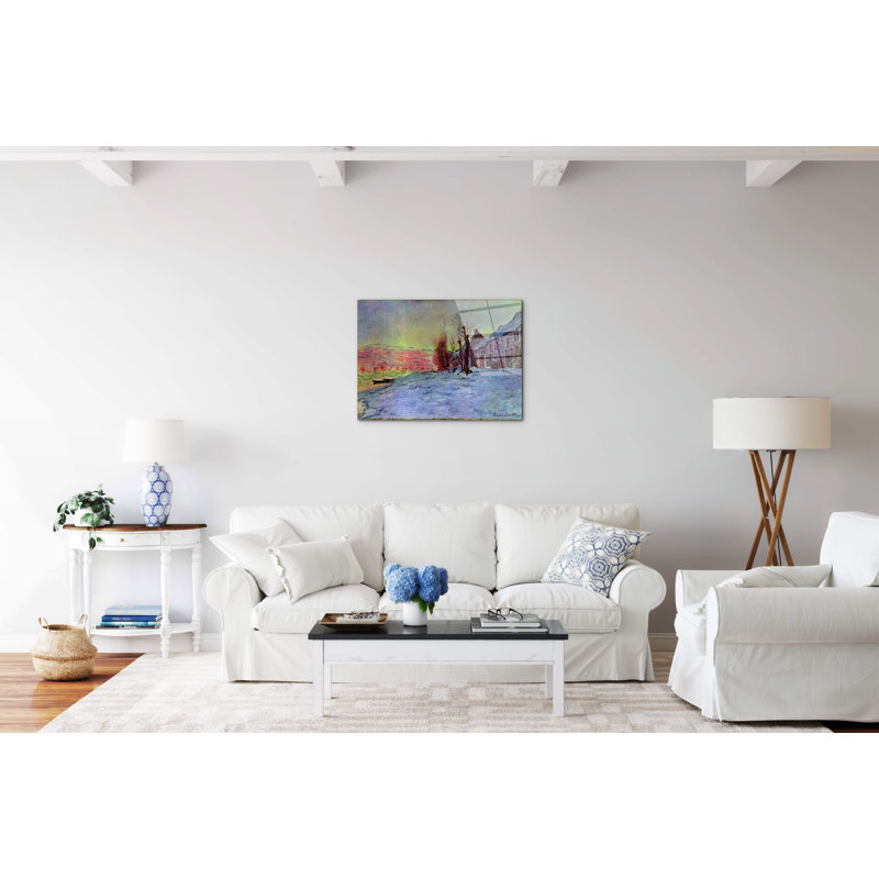 sunshine and snow by Monet Claude 57cm H X 76cm W CrystalArt Material Acrylic Glass Effect, Frameless Panel Lightweight Ready to Hang