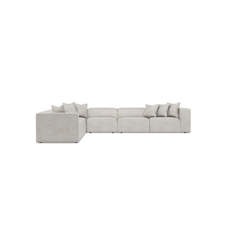 Bernhardt Bliss 5-Piece Fabric Sectional, Light Gray Polyester, 28" H x 160.5" W x 160.5" D