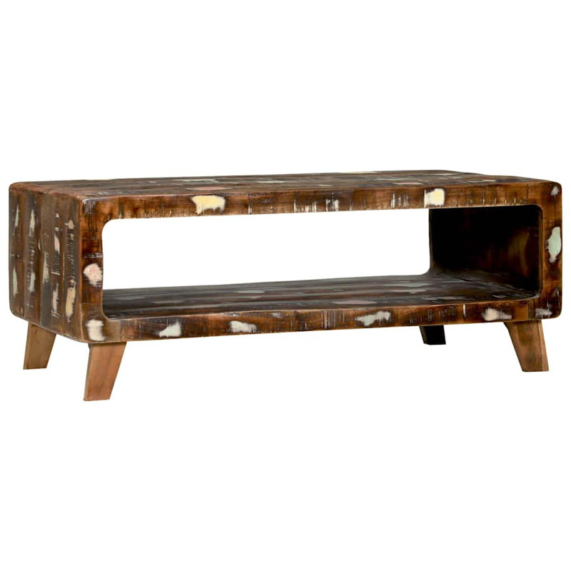 Solid Wood Coffee Table with Storage, Dark Brown
